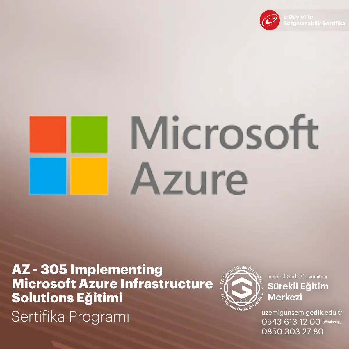 AZ - 305 Implementing Microsoft Azure Infrastructure Solutions Eğitimi 
